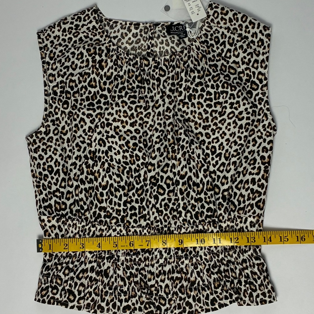 J.Crew Leopard Print Smocked Peplum Top XS NWT – Regenerative Cotton - Picture 7 of 11